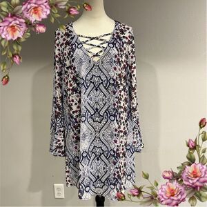 Speechless bell sleeves deep v-neck a-line loose fit dress size XL